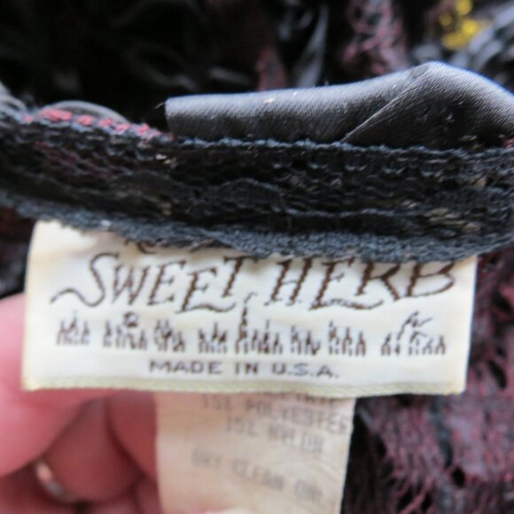 VTG Sweet Herb Black Ribbon & Brown Lace Bolero Jacket Size M/L - Picture 9 of 10